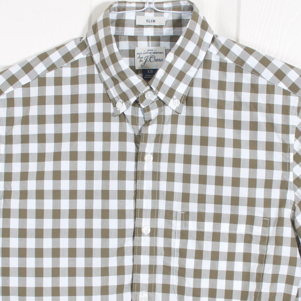 J. Crew XS (15x33) Olive Gingham Button Down